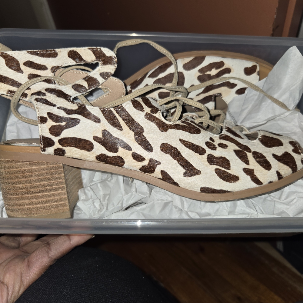 Leopard Print Block Heel Women's Shoes